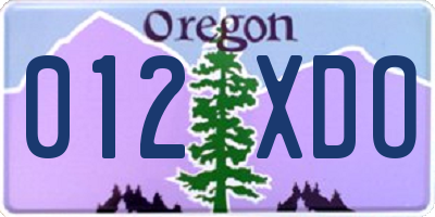 OR license plate 012XDO