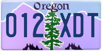 OR license plate 012XDT