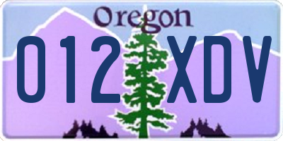 OR license plate 012XDV
