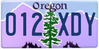 OR license plate 012XDY