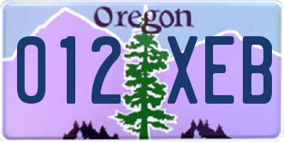 OR license plate 012XEB