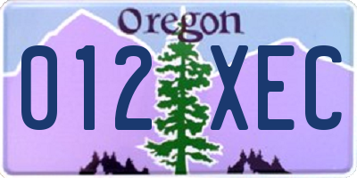 OR license plate 012XEC