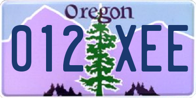 OR license plate 012XEE