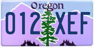 OR license plate 012XEF