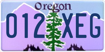 OR license plate 012XEG