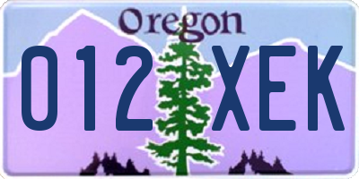 OR license plate 012XEK