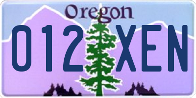 OR license plate 012XEN