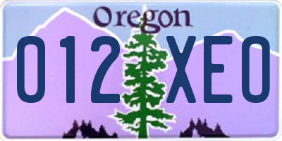 OR license plate 012XEO