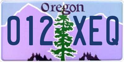 OR license plate 012XEQ