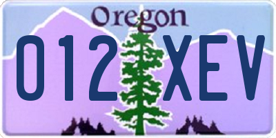 OR license plate 012XEV