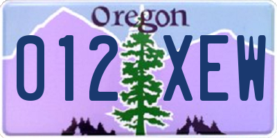 OR license plate 012XEW