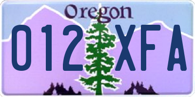 OR license plate 012XFA