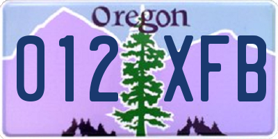 OR license plate 012XFB