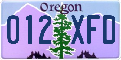 OR license plate 012XFD