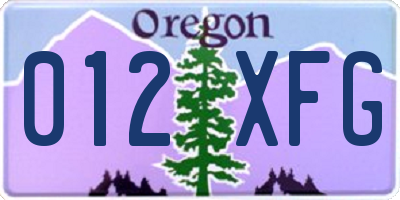 OR license plate 012XFG
