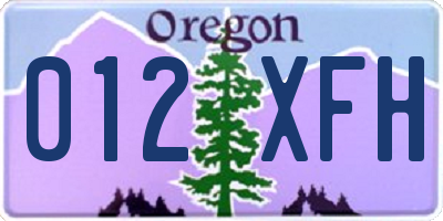 OR license plate 012XFH
