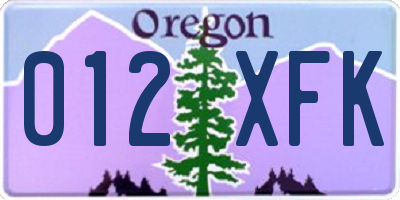 OR license plate 012XFK