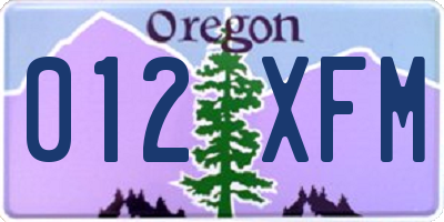 OR license plate 012XFM