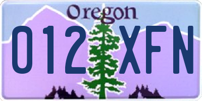 OR license plate 012XFN