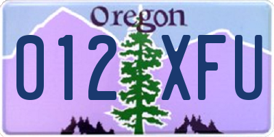 OR license plate 012XFU
