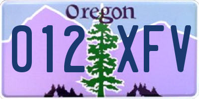 OR license plate 012XFV