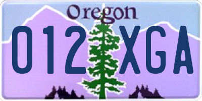 OR license plate 012XGA