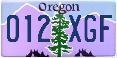 OR license plate 012XGF