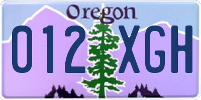 OR license plate 012XGH