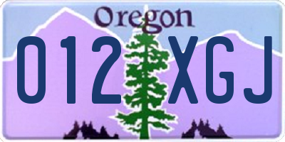 OR license plate 012XGJ
