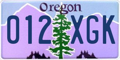 OR license plate 012XGK