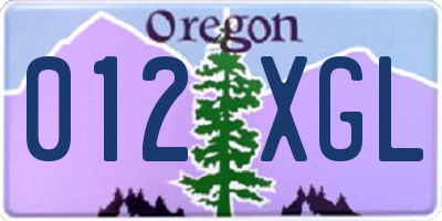 OR license plate 012XGL