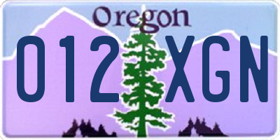 OR license plate 012XGN