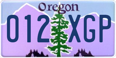 OR license plate 012XGP