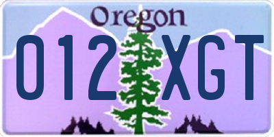 OR license plate 012XGT