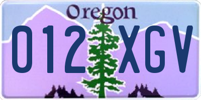 OR license plate 012XGV