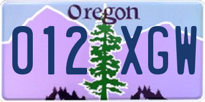 OR license plate 012XGW