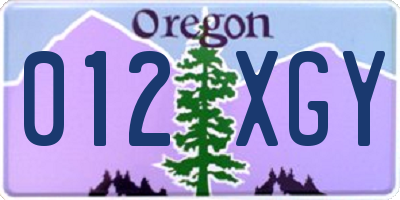 OR license plate 012XGY