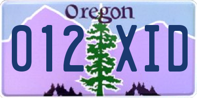 OR license plate 012XID