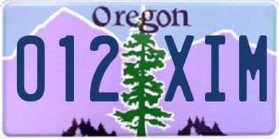 OR license plate 012XIM