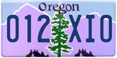 OR license plate 012XIO