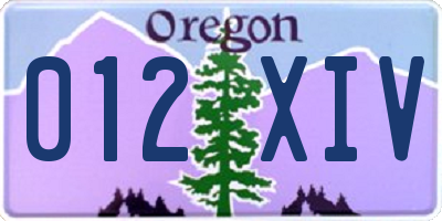 OR license plate 012XIV