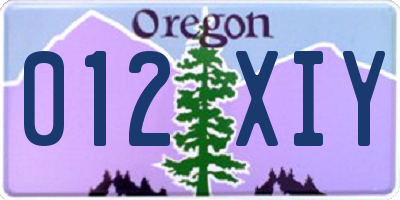 OR license plate 012XIY