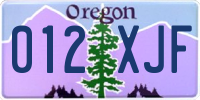 OR license plate 012XJF