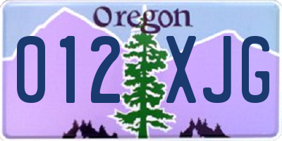 OR license plate 012XJG