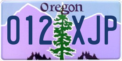 OR license plate 012XJP