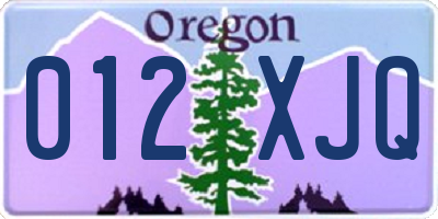 OR license plate 012XJQ