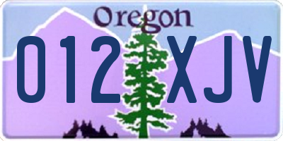 OR license plate 012XJV
