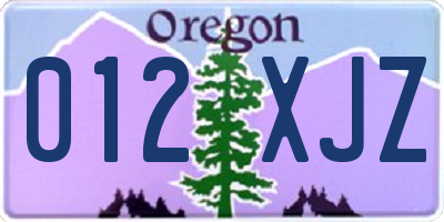 OR license plate 012XJZ