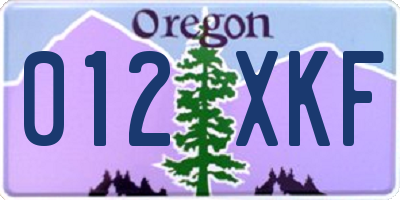 OR license plate 012XKF