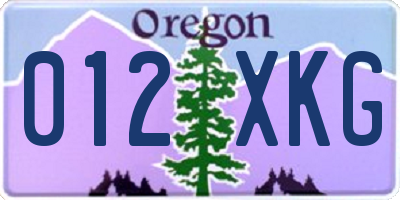 OR license plate 012XKG